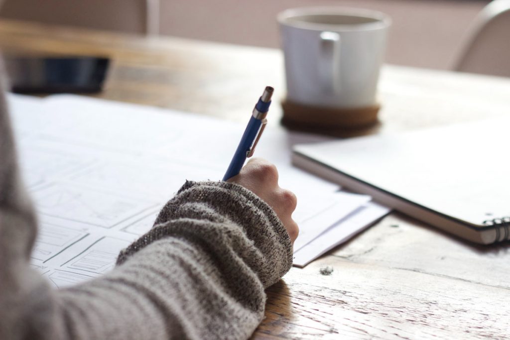 Close up of someone practicing the lost art of letter writing. 