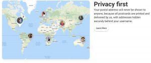 A graphic showing the PenPal worldmap and where pen pals are located via icons
